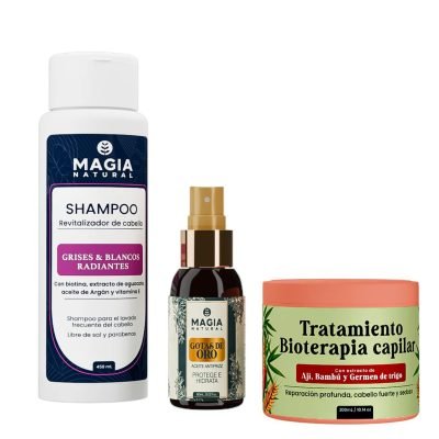 Kit para Canas: Shampoo Matizador, Aceite y Tratamiento
